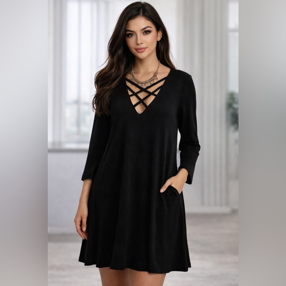 NWT Zenana Premium Cage Criss Cross Dress Sz S/M/L